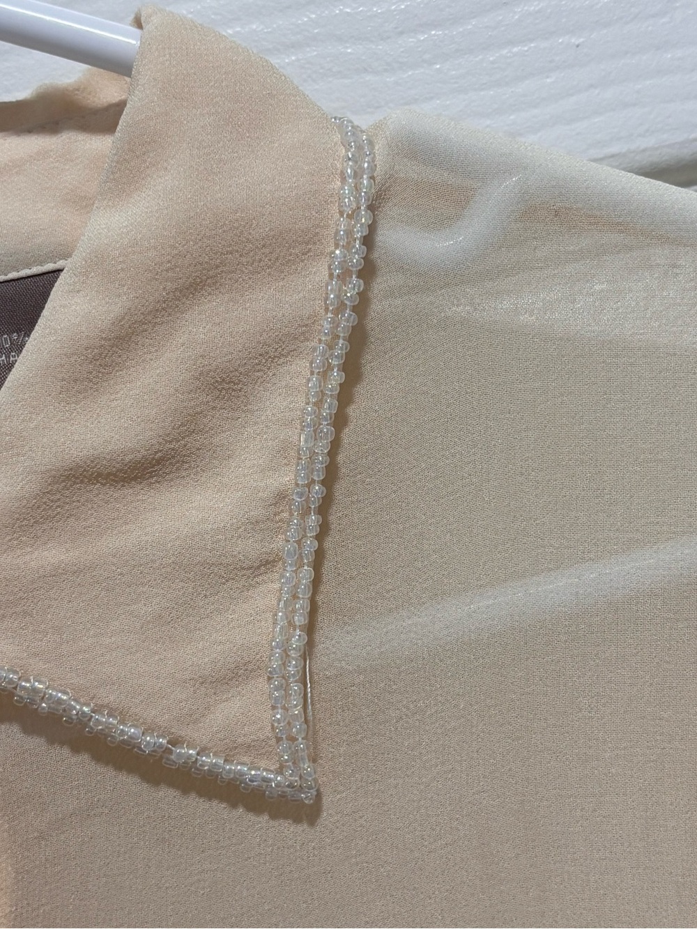 🩵Peach Sheer Button-Down Blouse with Classic Collar - Picture 2 of 10